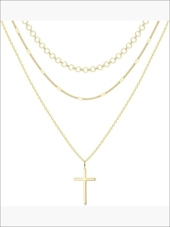 Jewelry - 14K Gold Plated Layered Necklace Set with Paperclip Choker and Pendant